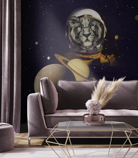 Wallcolors Kids World Lion in Cosmos  - mural z kosmosem