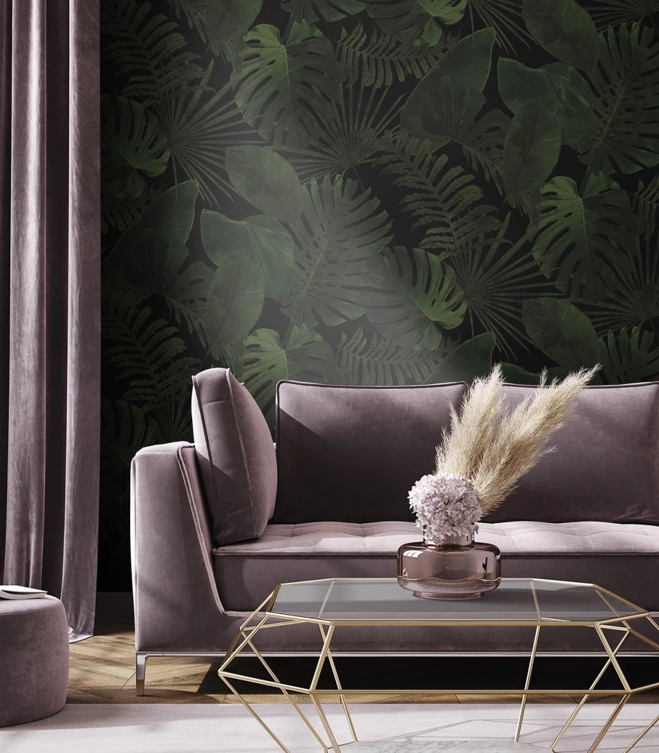 Wallcolors Tropical Intense Tropical Forest Dark  - mural z liśćmi monstery