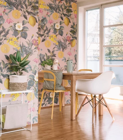 Wallcolors Tropical Intense Muted Pink  - mural w cytryny