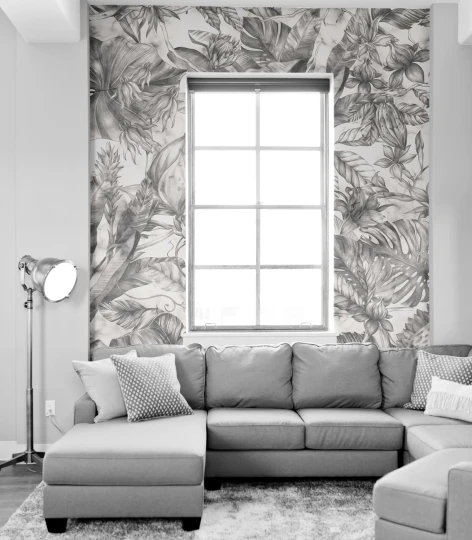 Wallcolors Tropical Intense Mysterious Flower Monohrome  - mural botaniczny