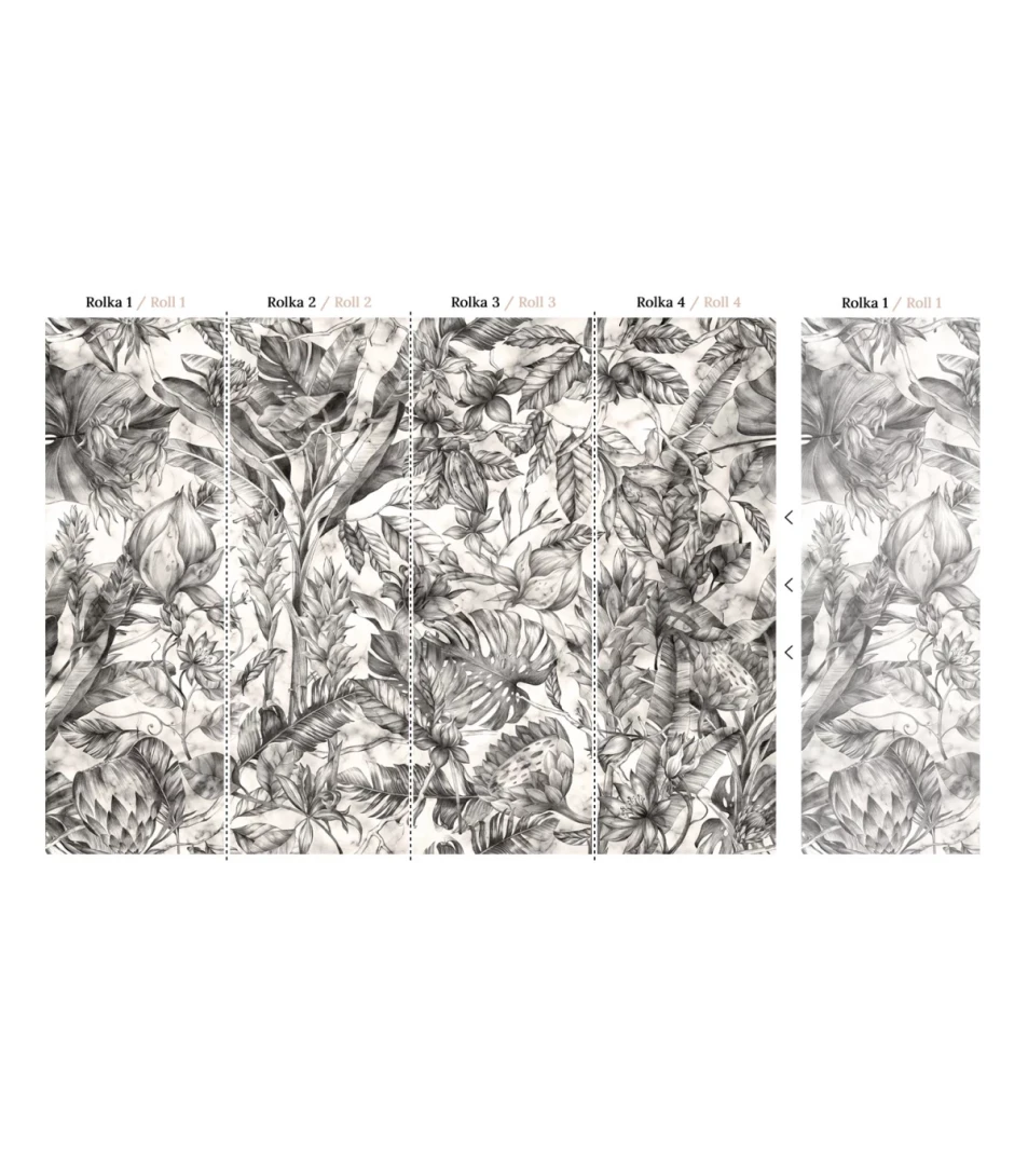 Wallcolors Tropical Intense Mysterious Flower Monohrome  - mural botaniczny