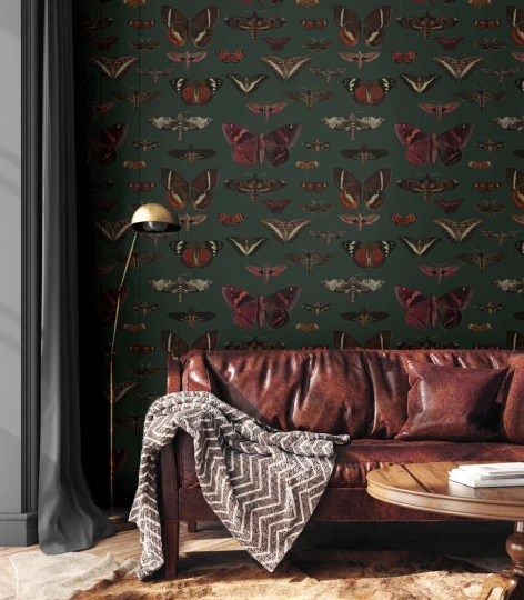 Wallcolors Vintage Therapy Butterflies Vert  - mural z motylami