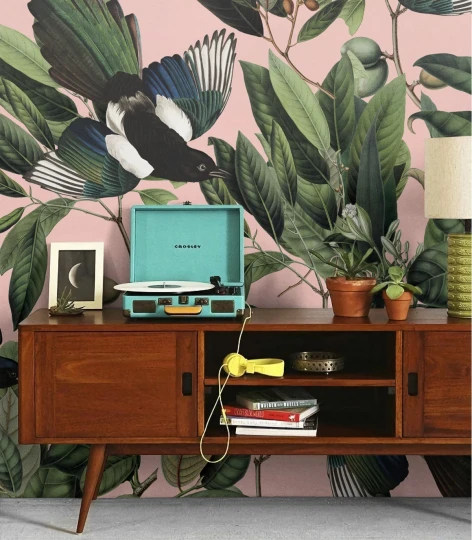 Wallcolors Vintage Therapy Magpie Pink  - mural ze srokami