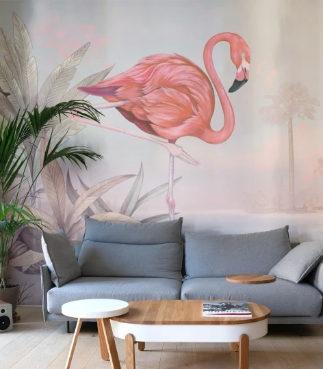Wallcolors Vintage Therapy Crimson Flamingo Pink  - mural z flamingiem