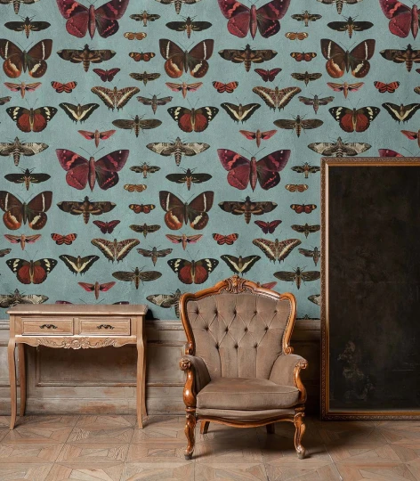Wallcolors Vintage Therapy Butterflies Turquoise  - mural z motylami