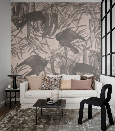 Wallcolors Vintage Therapy Crows Beige  - mural z wronami
