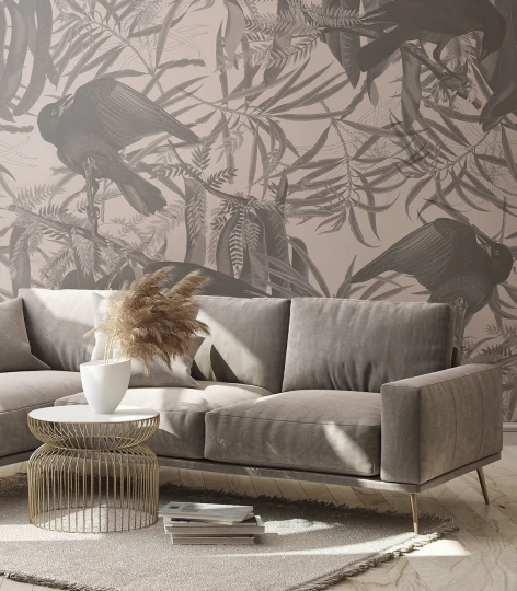 Wallcolors Vintage Therapy Crows Beige  - mural z wronami