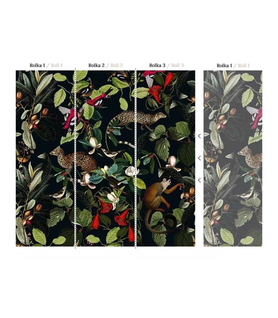 Wallcolors Botanical Experience The Jungle Book Black  - mural z dżunglą