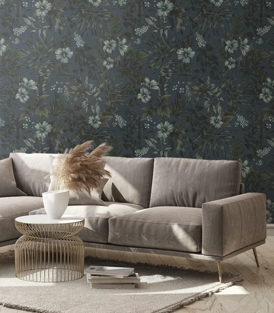 Wallcolors Floral Majesty Darkness Green  - mural z kwiatami