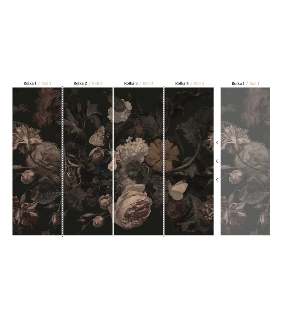 Wallcolors Floral Majesty Butterfly Garden Black  - mural botaniczny