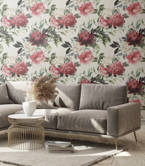 Wallcolors Floral Majesty Peonies White  - mural w piwonie