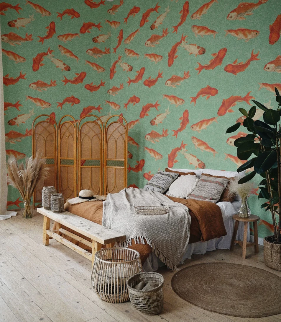 Wallcolors Life in Boho Koi  - mural z rybkami Koi