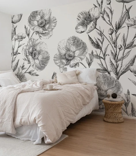 Wallcolors Life in Boho Poppy  - mural w maki