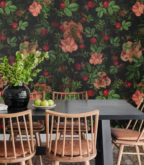 Wallcolors Dzień Dobry Wild Rose  - mural w róże i zielone liście