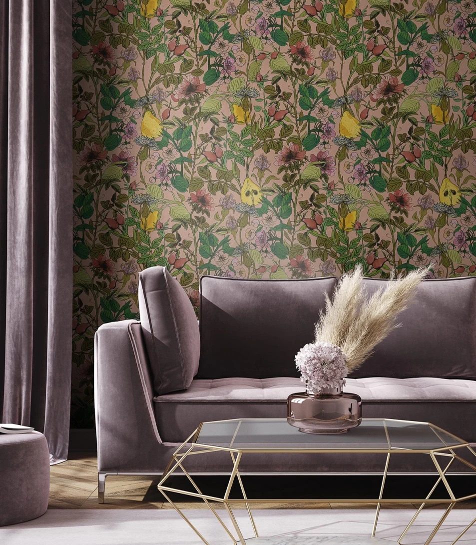 Wallcolors Dzień Dobry Pink Orchard  - mural z gruszkami