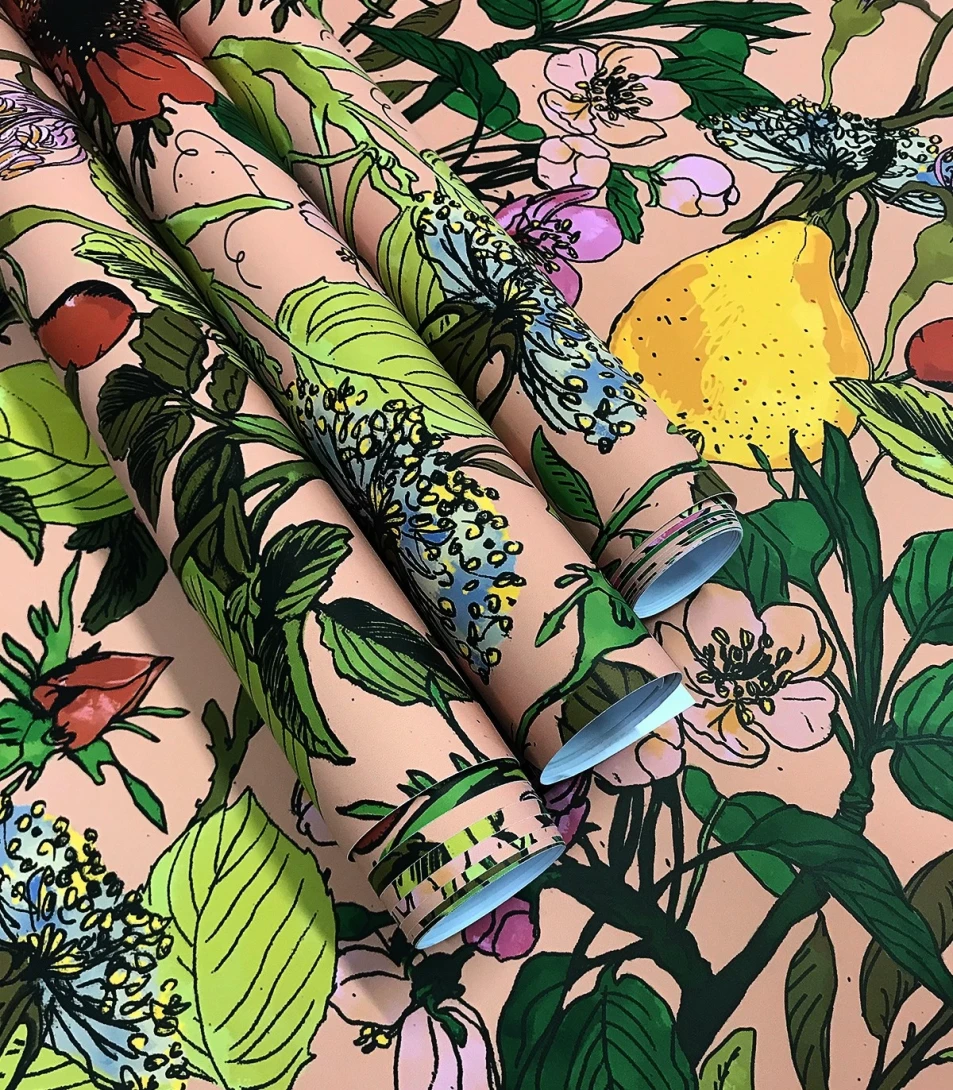 Wallcolors Dzień Dobry Pink Orchard  - mural z gruszkami