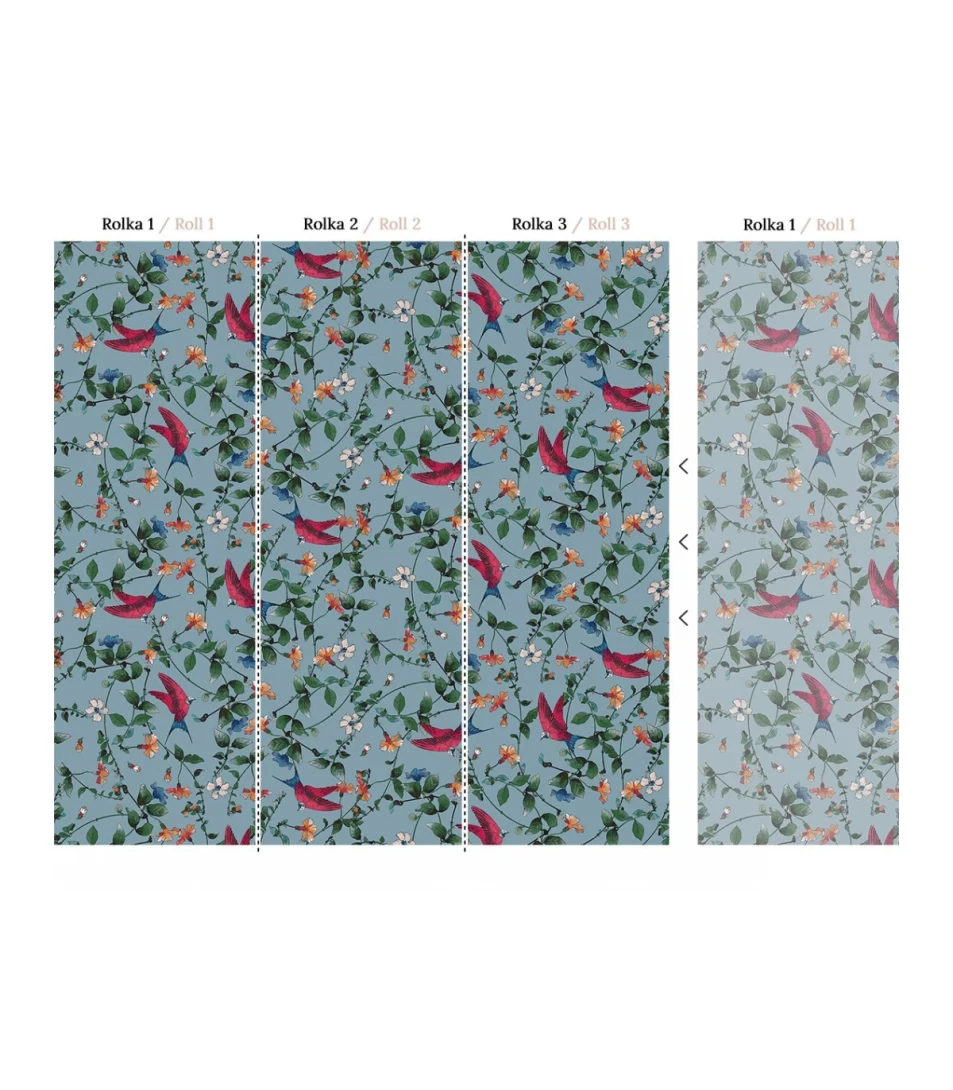 Wallcolors Essential Red Parrots  - mural z papugami