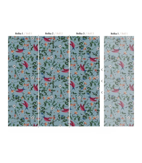 Wallcolors Essential Red Parrots  - mural z papugami