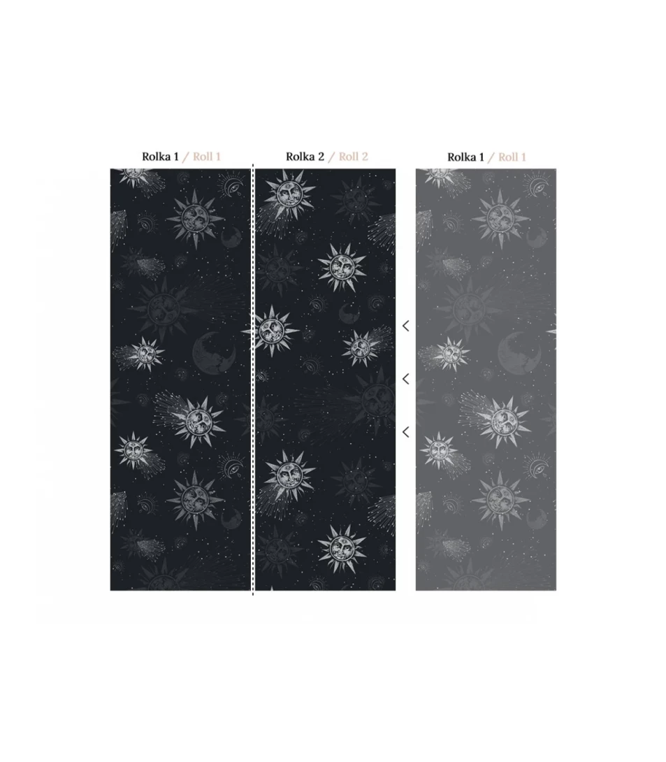 Wallcolors Essential Moon and Sun Navy Blue  - mural ze słońcami i księżycami