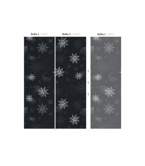 Wallcolors Essential Moon and Sun Navy Blue  - mural ze słońcami i księżycami