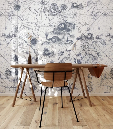 Wallcolors Essential Ocean Map  - mural z mapą oceanu