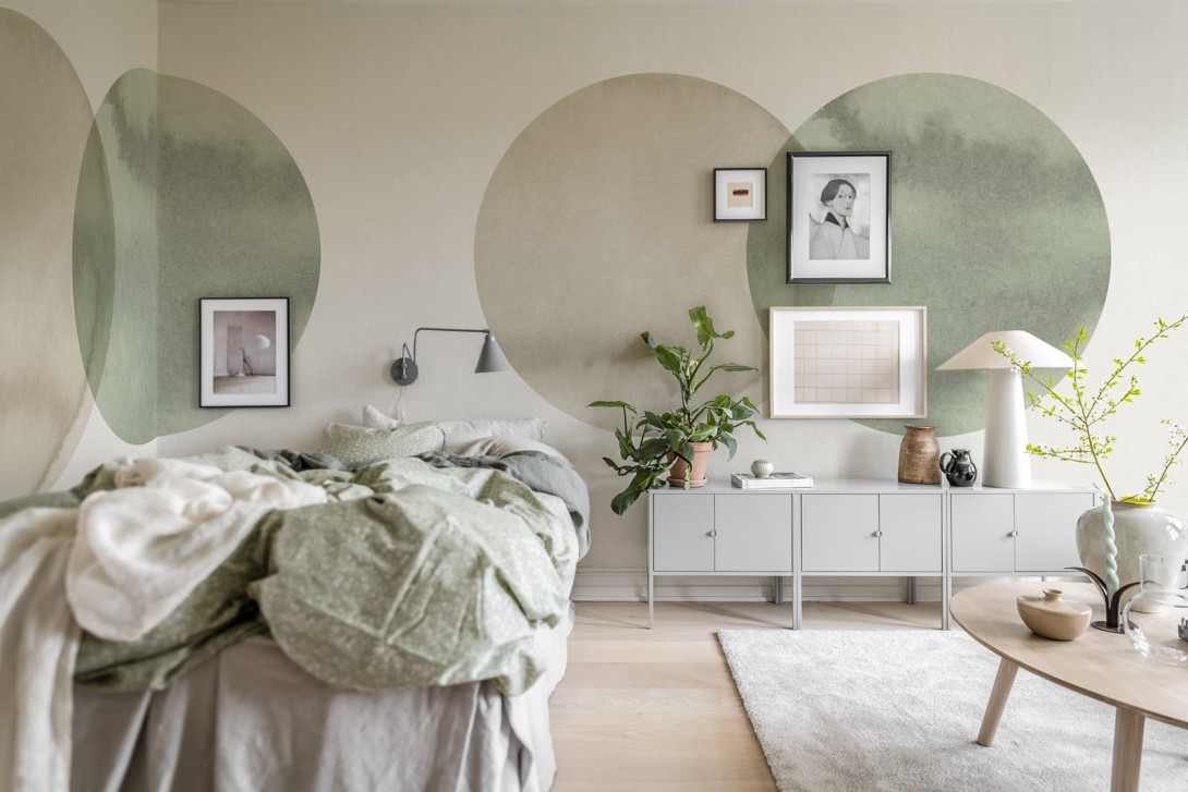 Rebel Walls Simplicity R18331 Eclipse, Beige Green - mural w artystyczne koła