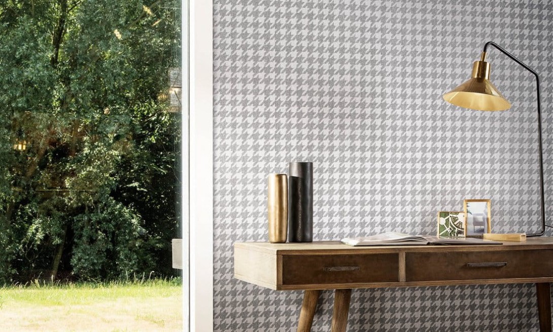 Arte 12080 Flamant Caractère Pied-de-poule Fantôme - tapeta w pepitkę