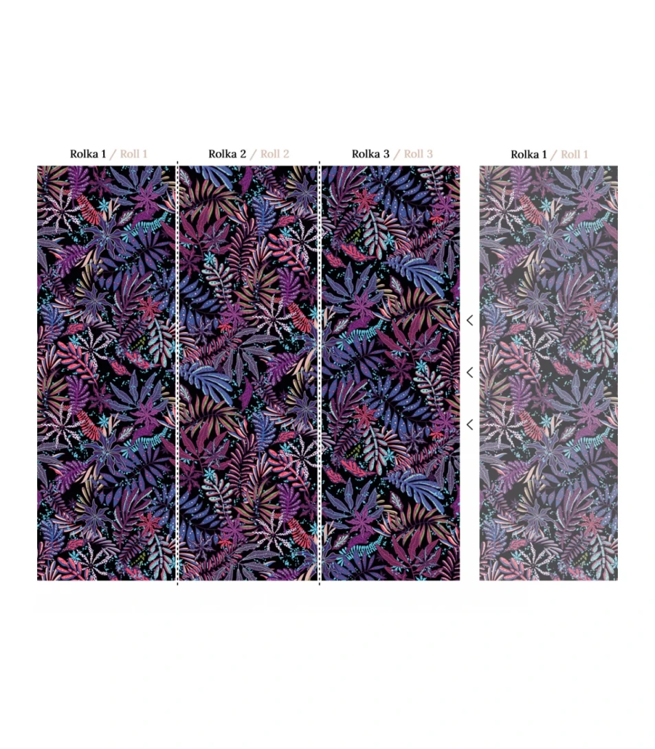 Wallcolors Medicine Violet Leaves  - mural z liśćmi