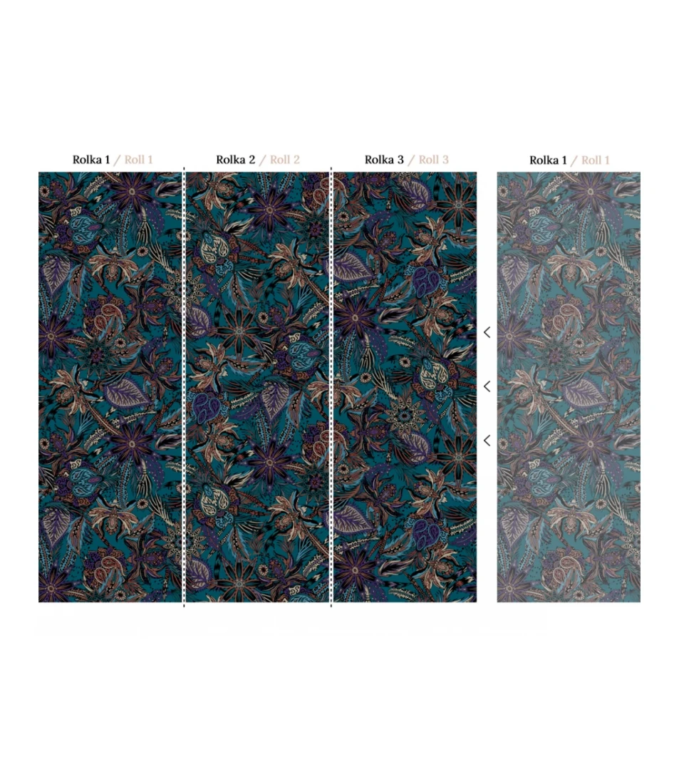 Wallcolors Medicine Oriental Flower Tourquise  - mural botaniczny