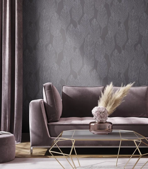Wallcolors Medicine Grey Leaves  - mural z liśćmi