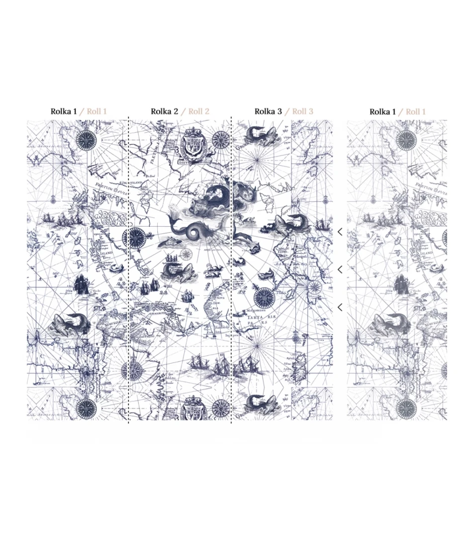 Wallcolors Medicine Ocean Map  - mural z mapą oceanu