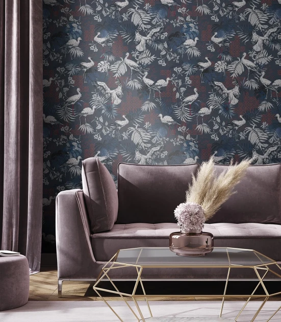Wallcolors Medicine Storks Blue  - mural z bocianami