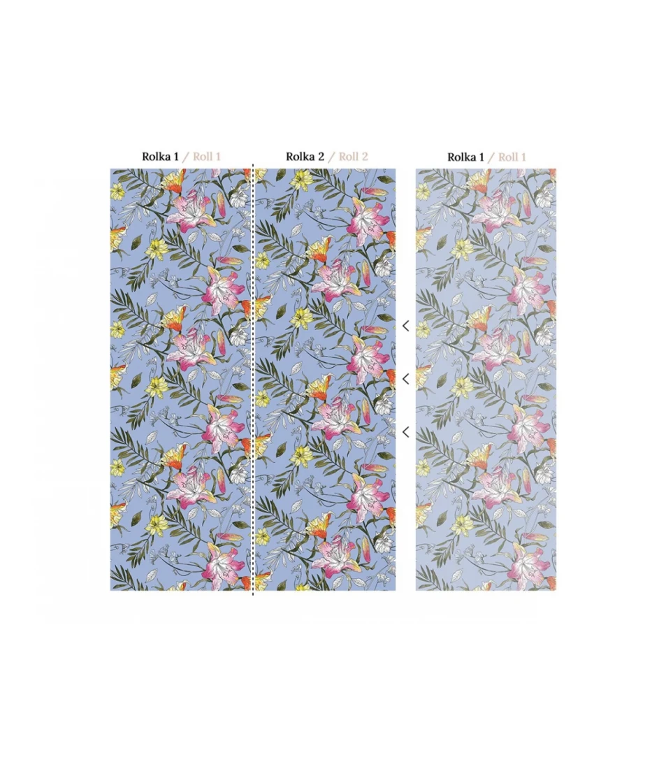 Wallcolors Medicine Flower Fever  - mural w kwiaty na niebieskim tle