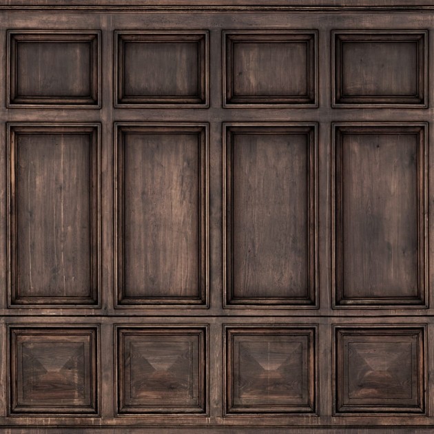 Rebel Walls R17753 Scenery Scenery Oxford Walnut - mural imitujący boazerię