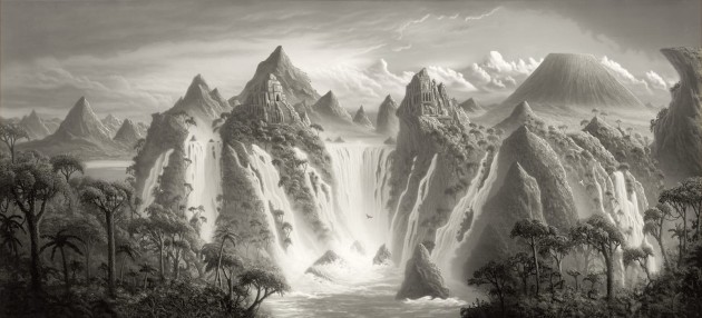 Rebel Walls R17353 Scenery Fantasy World Vintage - mural w góry