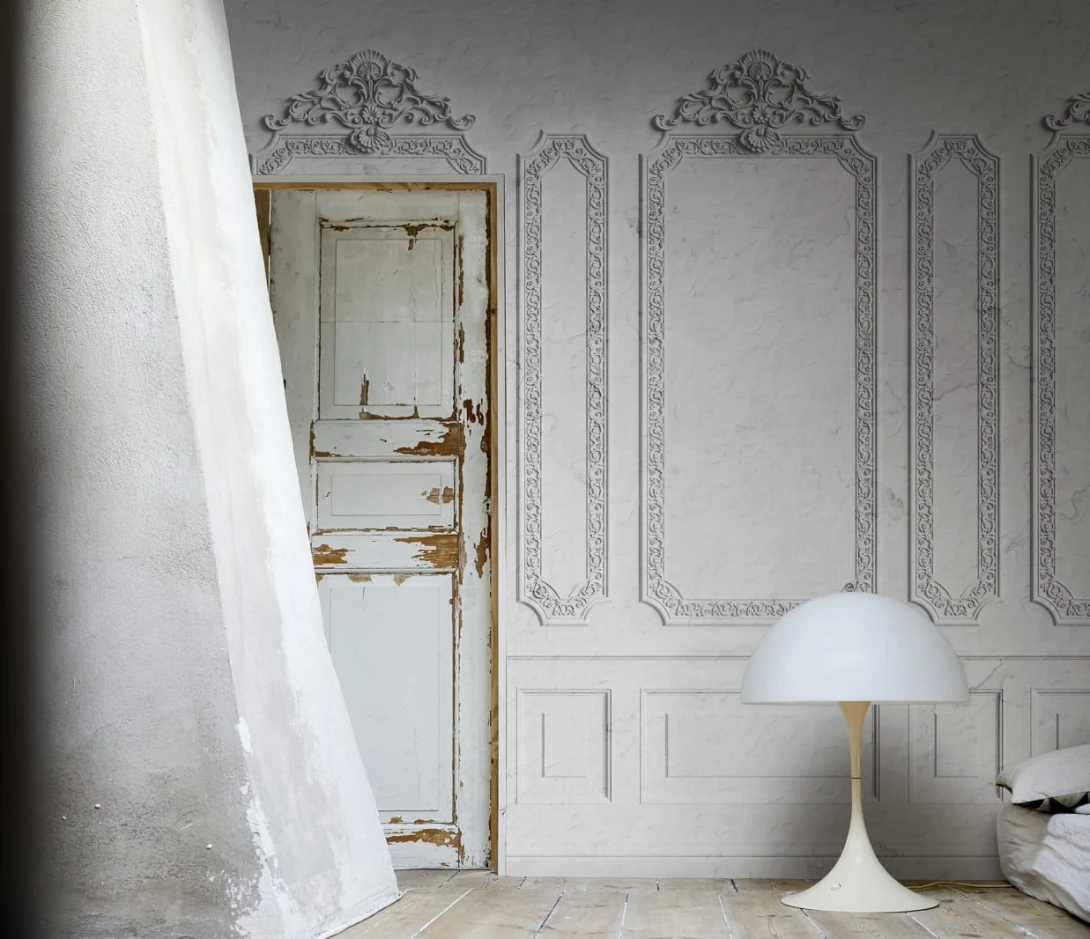 Rebel Walls R17911 Scenery Amboise Pearl - mural imitujący boazerię