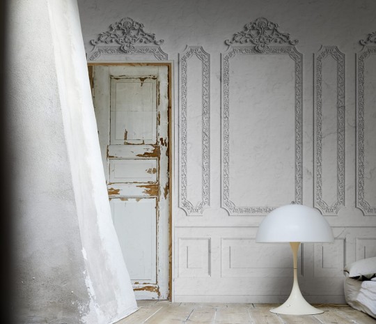 Rebel Walls R17911 Scenery Amboise Pearl - mural imitujący boazerię