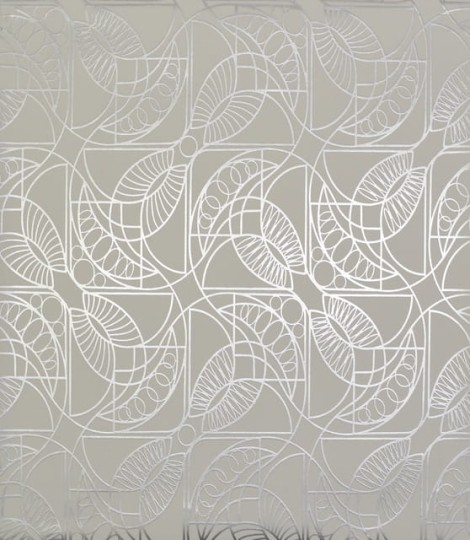 York NW3524 Antonina Vella Modern Metals Cartouche White/Silver - tapeta w geometryczny motyw w stylu art deco