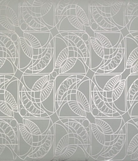 York NW3527 Antonina Vella Modern Metals Cartouche Blue/Silver - tapeta w geometryczny motyw w stylu art deco