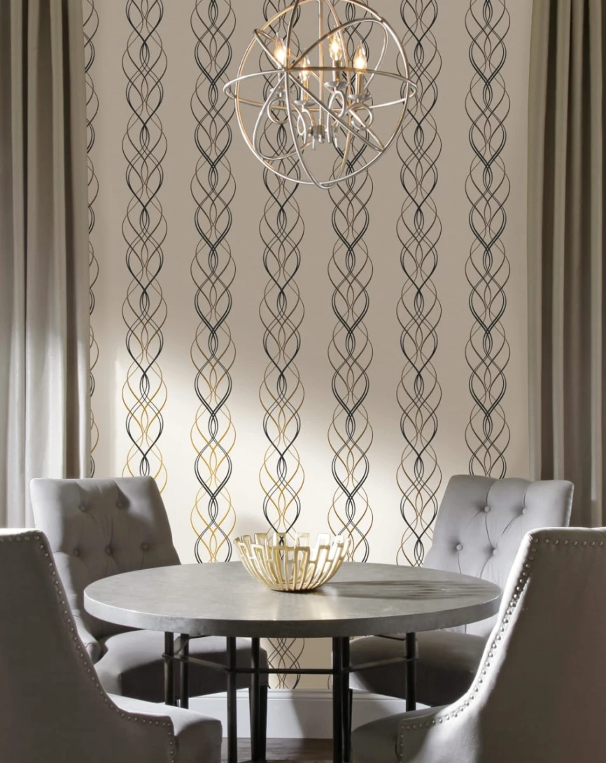 York NW3550 Antonina Vella Modern Metals Aurora Grey/Gold - tapeta w linie