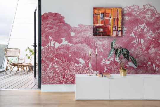 Rebel Walls R13056 Dreamland Bellewood Crimson Toile - mural z lasem