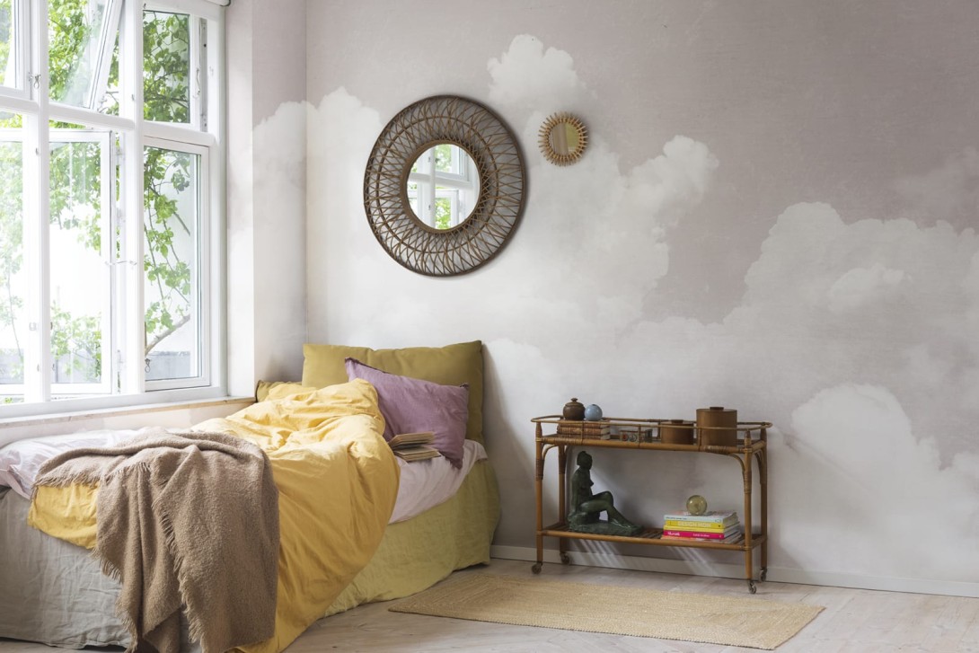 Rebel Walls R14014 Dreamland Cuddle Clouds Pink - mural w chmury