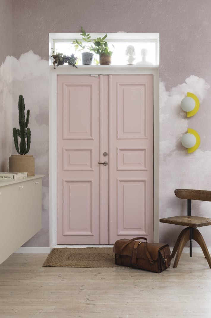 Rebel Walls R14014 Dreamland Cuddle Clouds Pink - mural w chmury