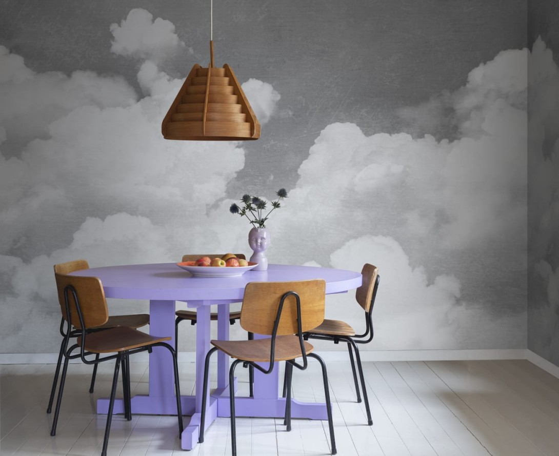 Rebel Walls R14013 Dreamland Cuddle Clouds Graphite - mural w chmury