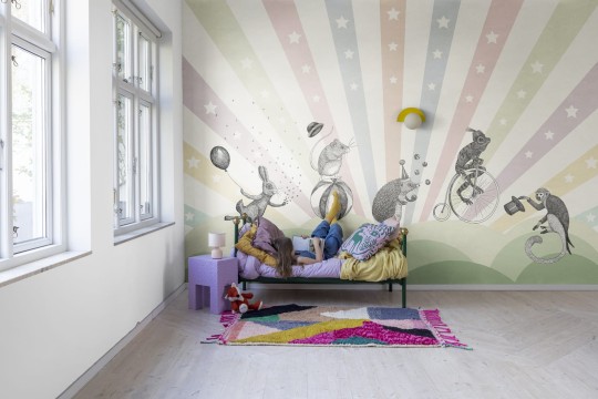 Rebel Walls R18171 Dreamland Circus Pastel - mural z cyrkiem