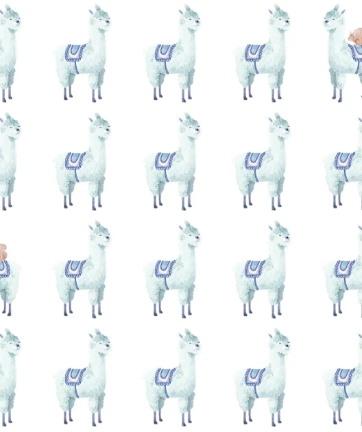 Rebel Walls R18132 Dreamland Alpaca Rebel Sky - tapeta z alpkami