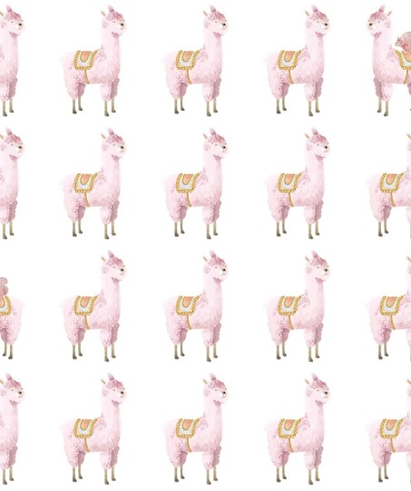 Rebel Walls R18131 Dreamland Alpaca Rebel Pink - tapeta z alpkami