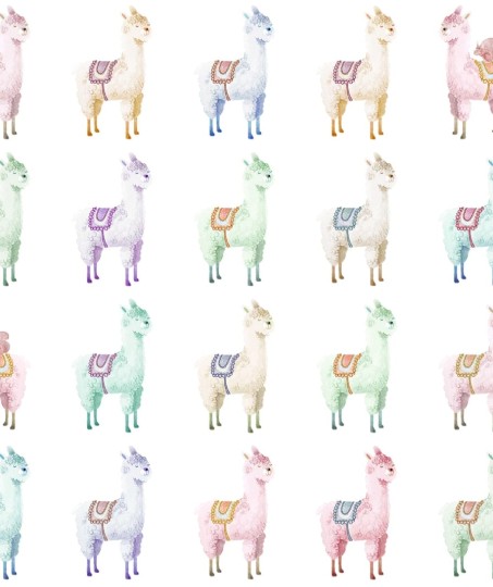 Rebel Walls R18133 Dreamland Alpaca Rebel Rainbow - tapeta z alpkami