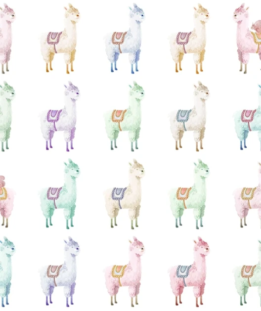 Rebel Walls R18133 Dreamland Alpaca Rebel Rainbow - tapeta z alpkami