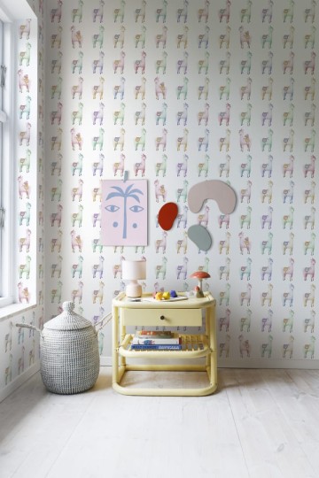 Rebel Walls R18133 Dreamland Alpaca Rebel Rainbow - tapeta z alpkami